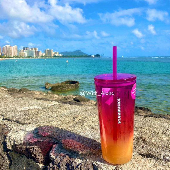 ⚡️NEW⚡️💖Starbucks HAWAII Ombre Glass Tumbler - Picture 1 of 3
